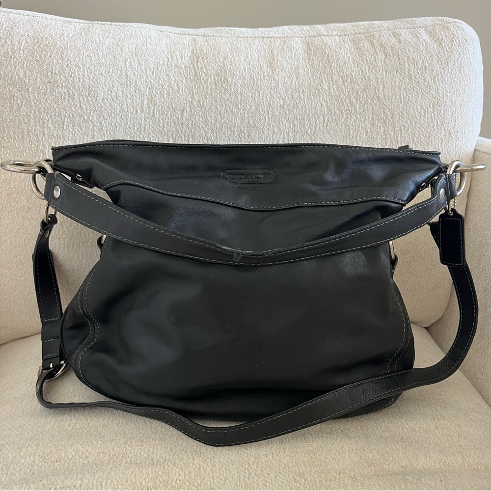 Black leather coach bag